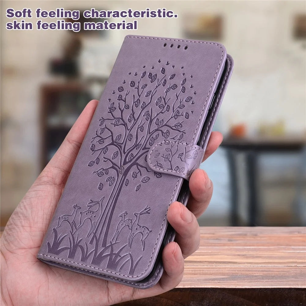 Stylish Deer Tree Pattern Imprint Full-Protection PU Leather Wallet Stand Phone Shell Case for Samsung Galaxy A53 5G - Purple - 7