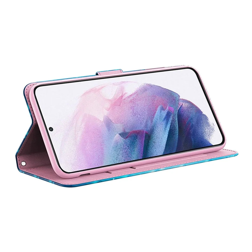 3D Pattern Printing PU Leather Wallet Case Stand Feature Flip Folio Cover with Strap for Samsung Galaxy A53 5G - Blue Butterflies - 5