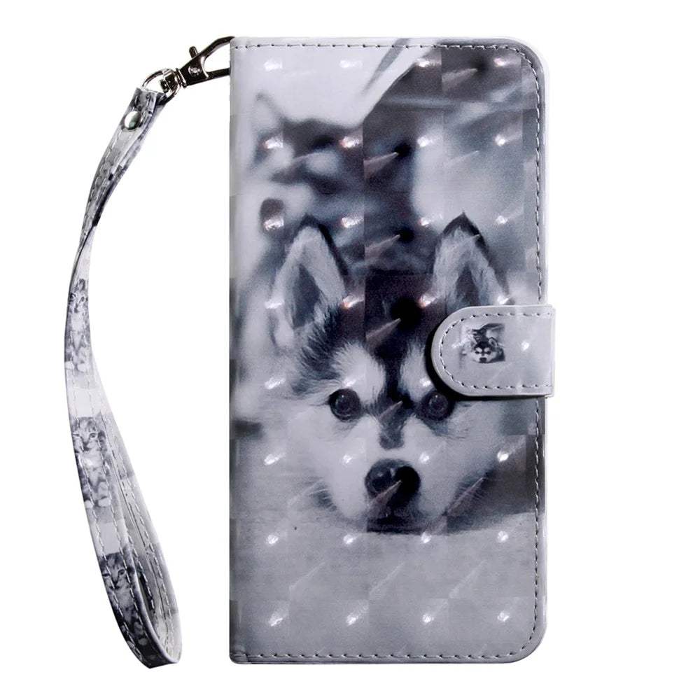 3D Pattern Printing PU Leather Wallet Stand Feature Flip Protective Cover with Strap for Samsung Galaxy A53 5G - Dog - 2