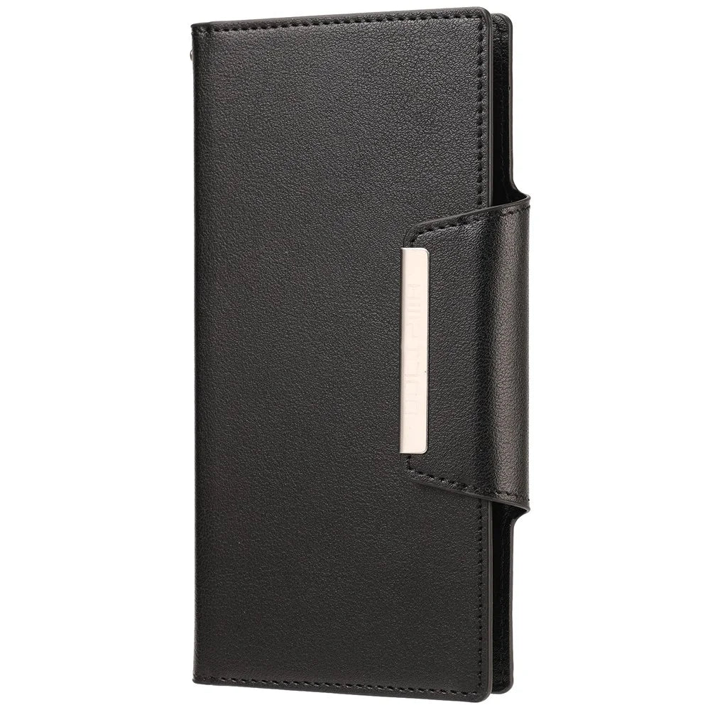 Ultra-thin Detachable Drop-proof Leather Wallet Phone Protective Case Cover for Samsung Galaxy S22 Ultra 5G - Black - 2