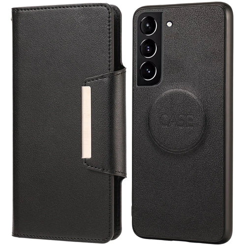 Ultra-thin Detachable Leather Wallet Mobile Phone Protective Case Shell for Samsung Galaxy S22+ 5G - Black - 1