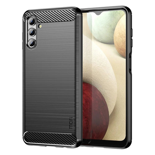 MOFI TPU Phone Cover Brushed Carbon Fiber Design Soft Well-Protected Case for Samsung Galaxy A13 5G / A04s 4G (164.7mm) - Black - 1