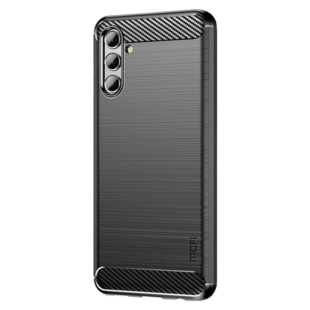 MOFI TPU Phone Cover Brushed Carbon Fiber Design Soft Well-Protected Case for Samsung Galaxy A13 5G / A04s 4G (164.7mm) - Black - 2