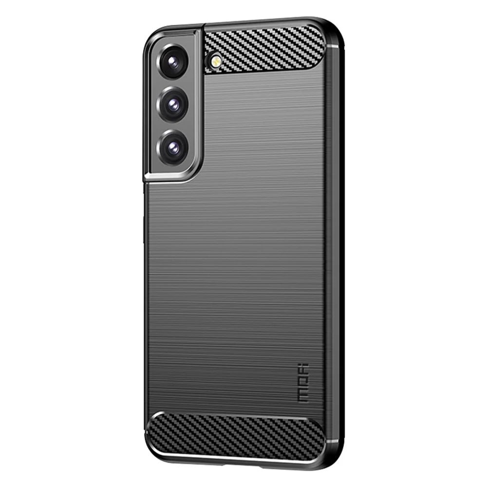 MOFI For Samsung Galaxy S22+ 5G Brushed Carbon Fiber Design Soft TPU Cover Well-Protected Phone Case - Black - 2