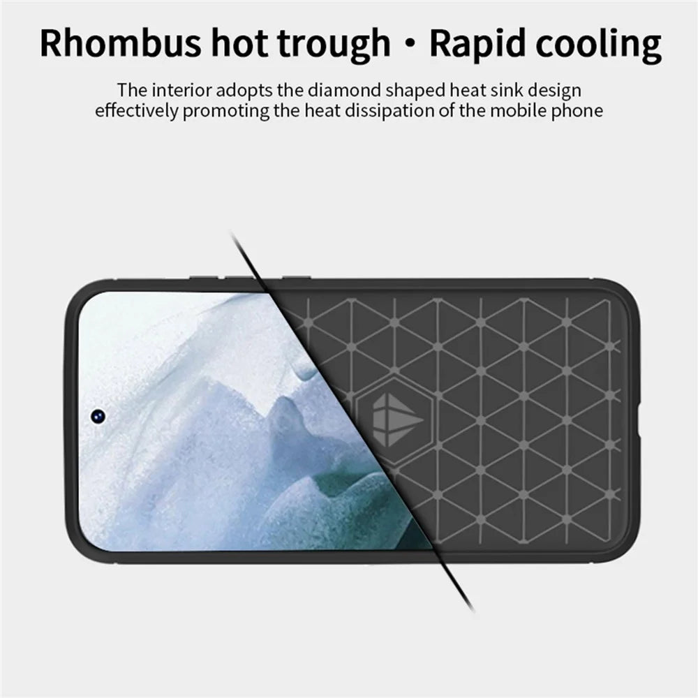 MOFI For Samsung Galaxy S22+ 5G Brushed Carbon Fiber Design Soft TPU Cover Well-Protected Phone Case - Black - 6