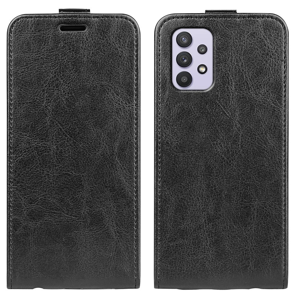 Vertical Flip Crazy Horse Texture Overall Protection Magnetic Closure Leather Phone Case with Card Slot for Samsung Galaxy A53 5G - Black - 1