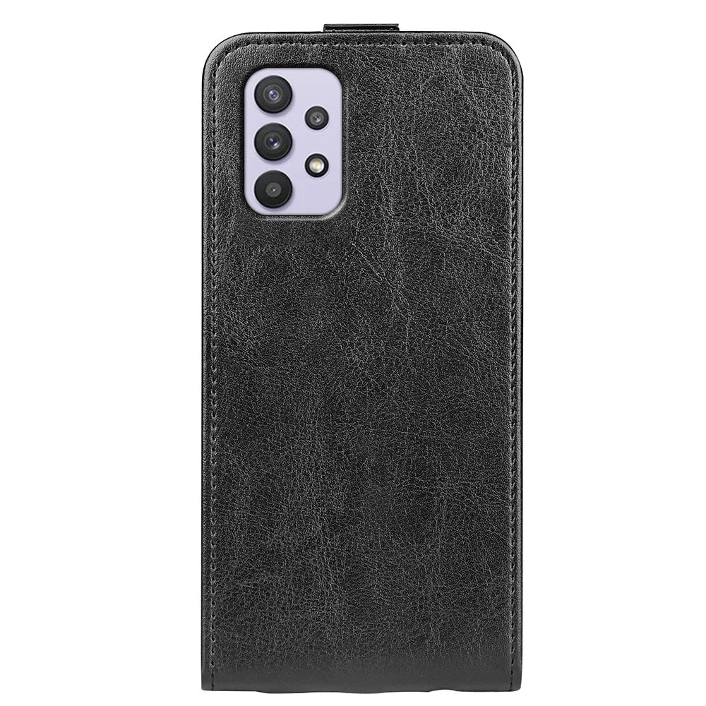 Vertical Flip Crazy Horse Texture Overall Protection Magnetic Closure Leather Phone Case with Card Slot for Samsung Galaxy A53 5G - Black - 3