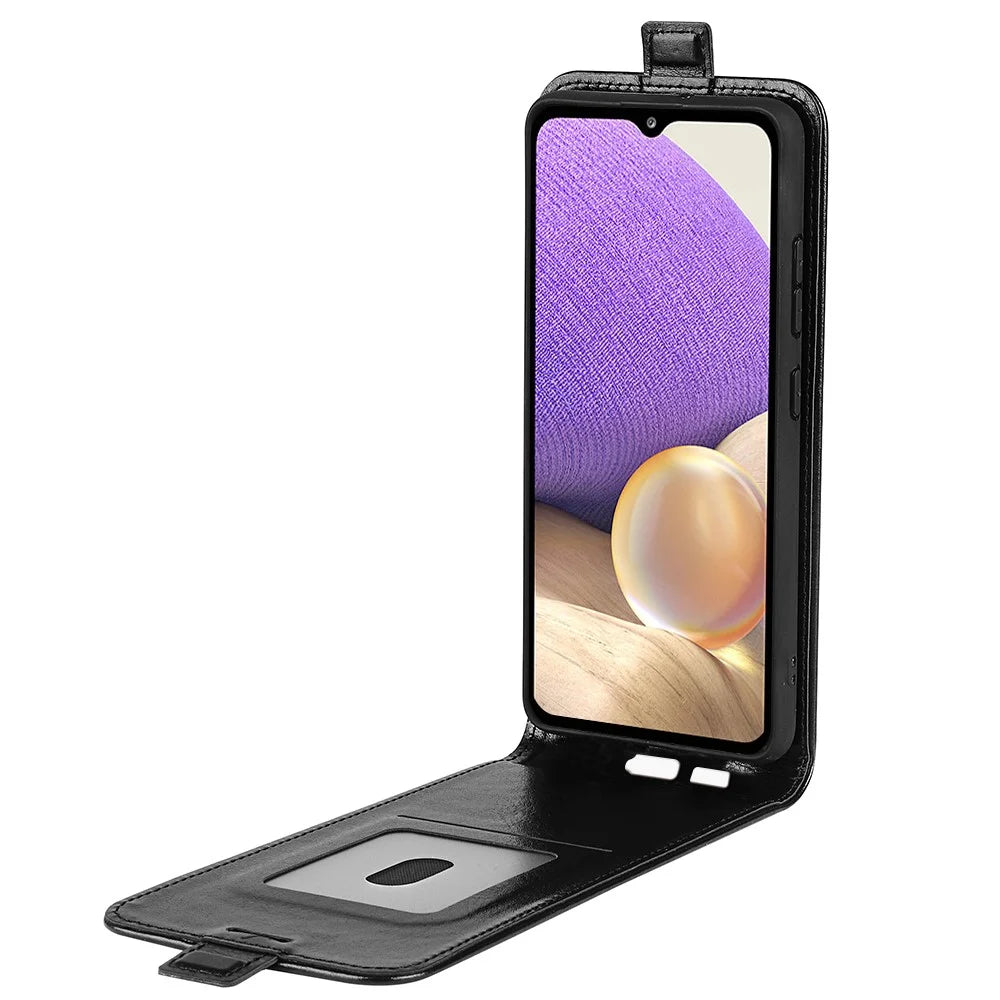 Vertical Flip Crazy Horse Texture Overall Protection Magnetic Closure Leather Phone Case with Card Slot for Samsung Galaxy A53 5G - Black - 4