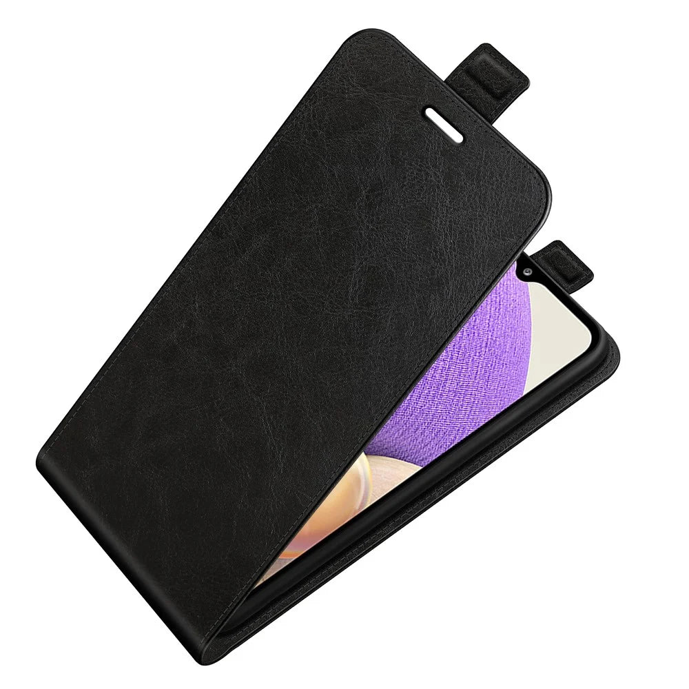 Vertical Flip Crazy Horse Texture Overall Protection Magnetic Closure Leather Phone Case with Card Slot for Samsung Galaxy A53 5G - Black - 6