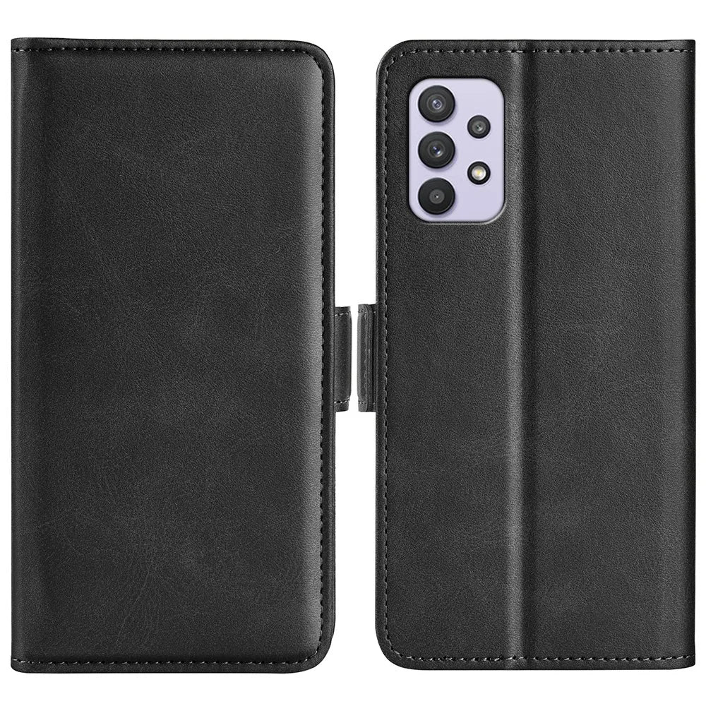 Flip Folio PU Leather Cover Stand Case with Double Magnetic Clasps with Wallet Feature for Samsung Galaxy A53 5G - Black - 1