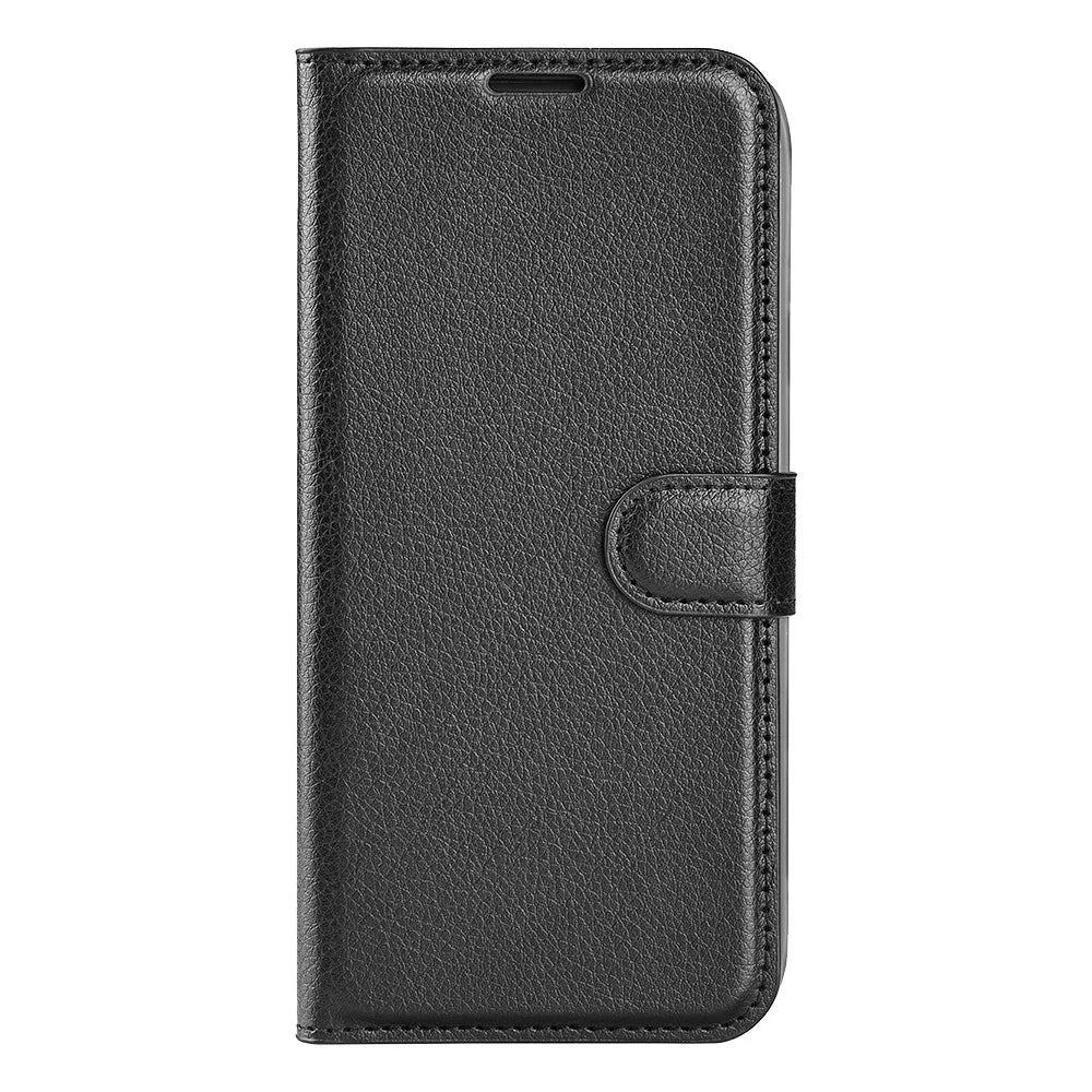 For Samsung Galaxy A33 5G Litchi Texture PU Leather Flip Stand Case Wallet Style Magnetic Clasp Protective Phone Cover - Black - 2