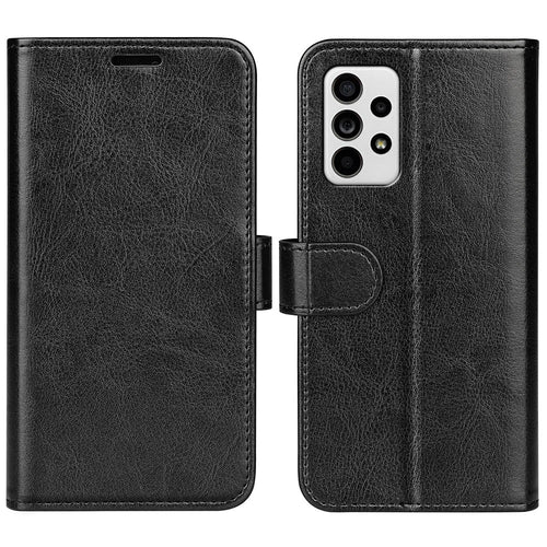 Crazy Horse Texture Folio Flip Shockproof Leather Phone Wallet Cover Stand Case for Samsung Galaxy A33 5G - Black - 1