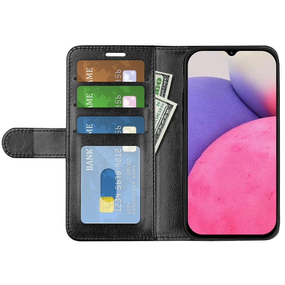 Crazy Horse Texture Folio Flip Shockproof Leather Phone Wallet Cover Stand Case for Samsung Galaxy A33 5G - Black - 4