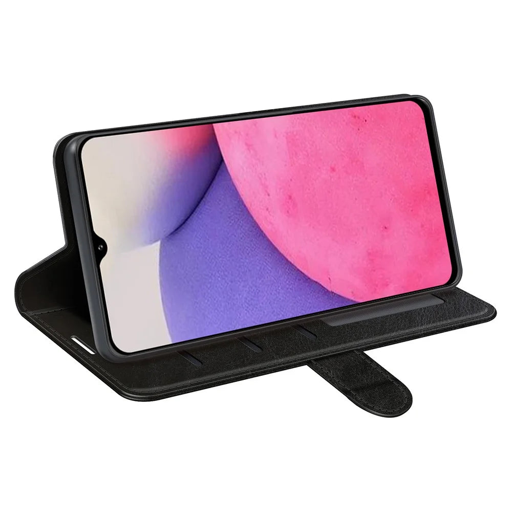 Crazy Horse Texture Folio Flip Shockproof Leather Phone Wallet Cover Stand Case for Samsung Galaxy A33 5G - Black - 5