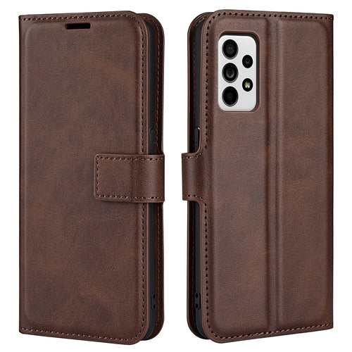 Well-protected Drop-proof Magnetic Clasp Wallet Stand Case PU Leather+TPU Interior Flip Cover for Samsung Galaxy A33 5G - Brown - 1