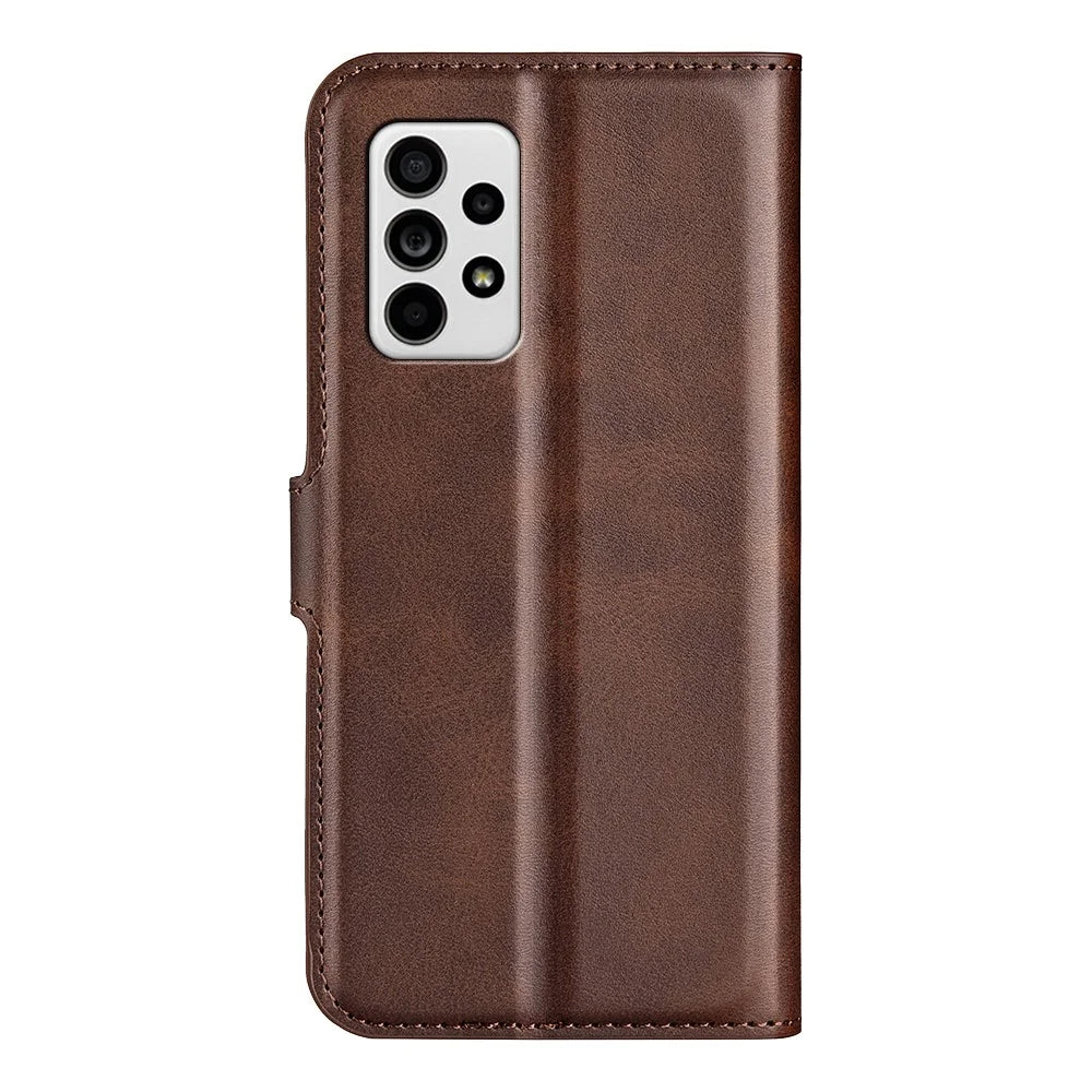 Well-protected Drop-proof Magnetic Clasp Wallet Stand Case PU Leather+TPU Interior Flip Cover for Samsung Galaxy A33 5G - Brown - 3