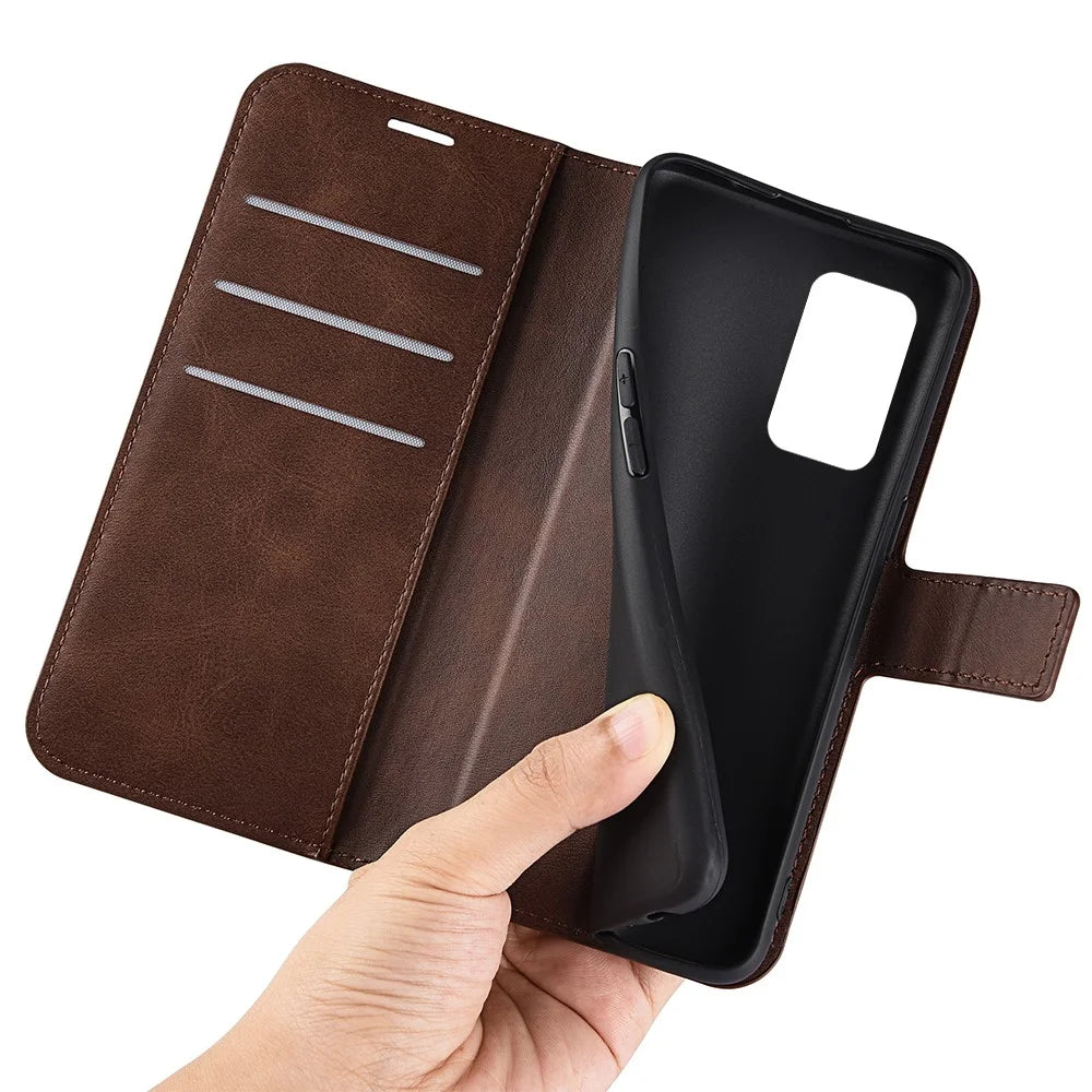 Well-protected Drop-proof Magnetic Clasp Wallet Stand Case PU Leather+TPU Interior Flip Cover for Samsung Galaxy A33 5G - Brown - 6