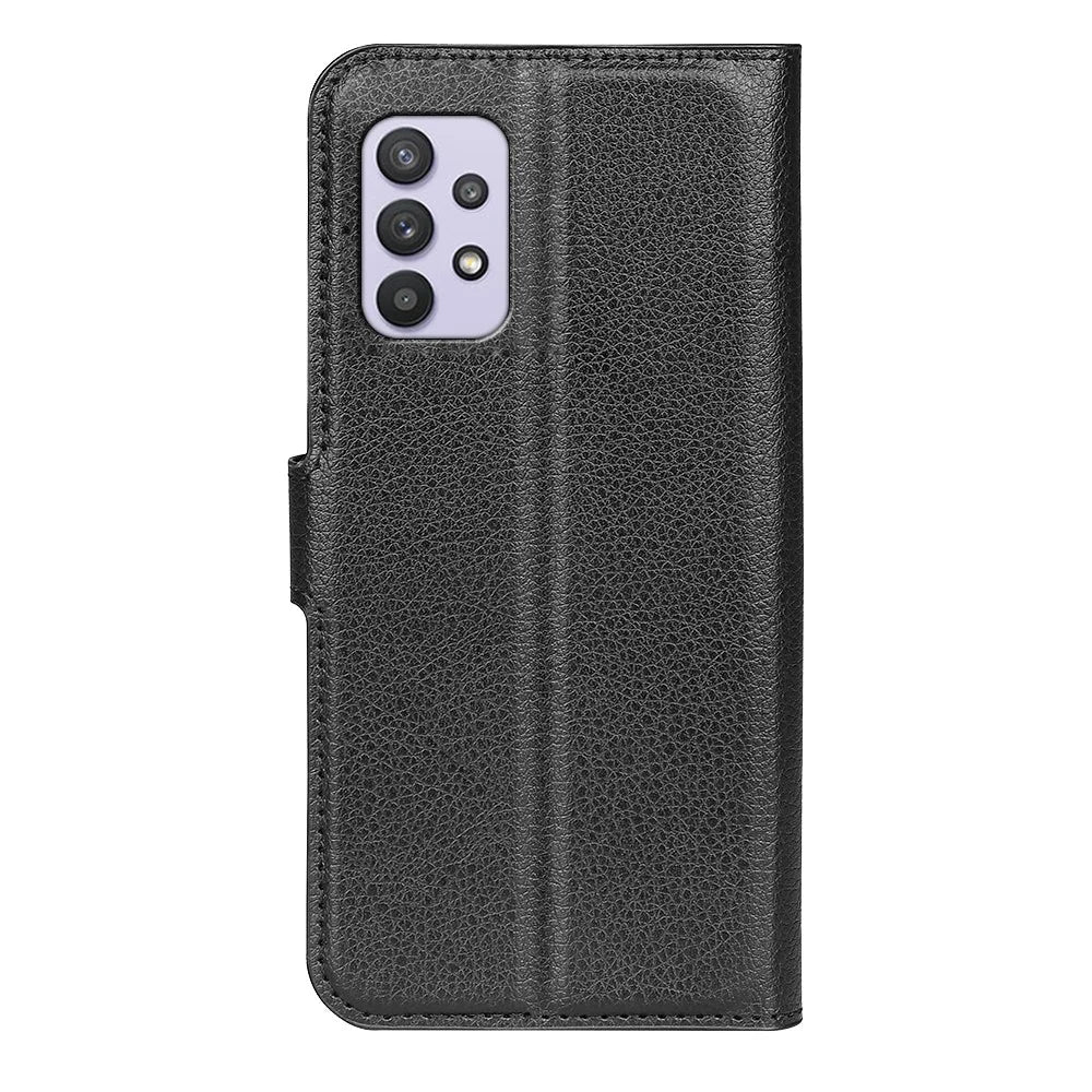 For Samsung Galaxy A53 5G Litchi Texture PU Leather Folio Case Magnetic Clasp Anti-scratch Phone Cover with Stand Wallet - Black - 3