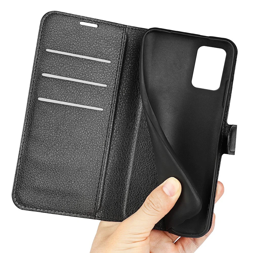For Samsung Galaxy A53 5G Litchi Texture PU Leather Folio Case Magnetic Clasp Anti-scratch Phone Cover with Stand Wallet - Black - 7