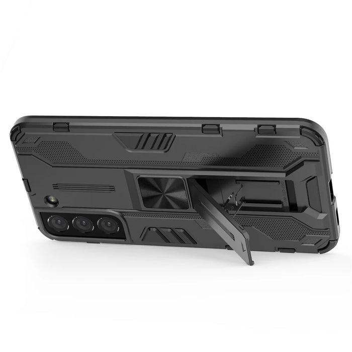Shockproof Hard PC + Soft TPU Hybrid Protective Cover with Kickstand for Samsung Galaxy S22 5G - Black - 2