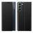 For Samsung Galaxy S22 5G Stand Folio Flip Cover PU Leather Auto-Absorbed Phone Case with View Window - Black - 1
