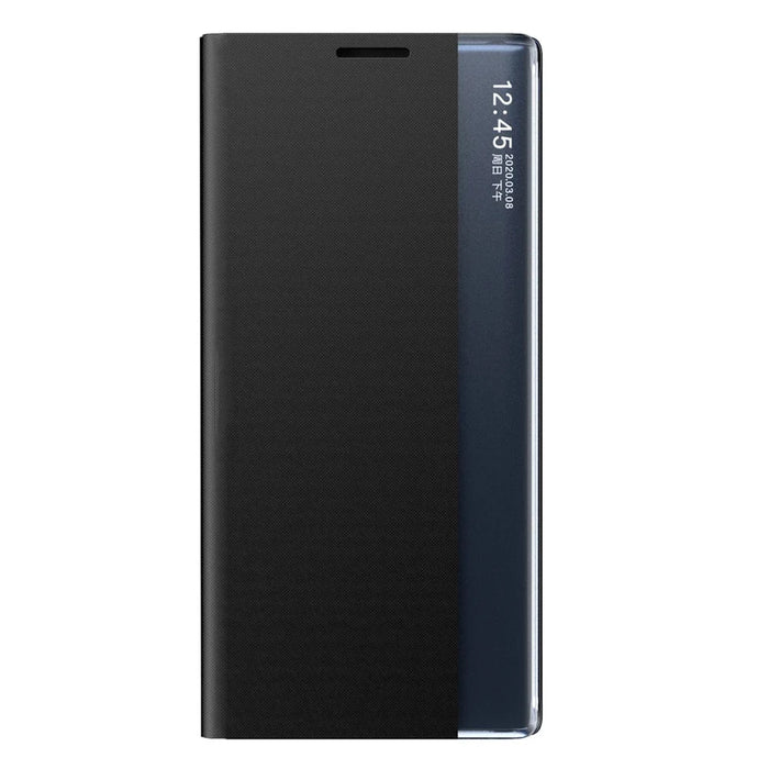 For Samsung Galaxy S22 5G Stand Folio Flip Cover PU Leather Auto-Absorbed Phone Case with View Window - Black - 2