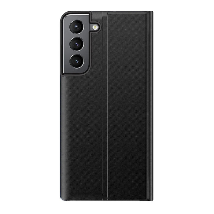 For Samsung Galaxy S22+ 5G View Window Anti-Fall Case PU Leather Auto-Absorbed Stand Phone Cover - Black - 3