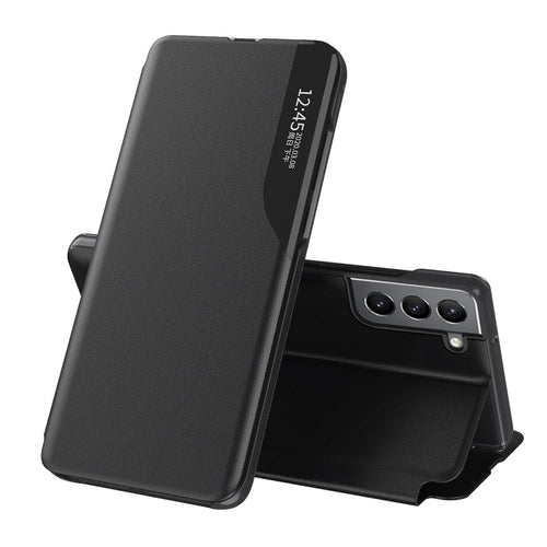 Case View Window PU Leather Stand Cover for Samsung Galaxy S22+ 5G - Black - 1
