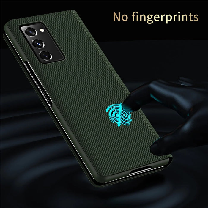PU Leather Coated PC Case with Aramid Fiber Carbon Fiber Texture for Samsung Galaxy Z Fold2 5G - Green - 6