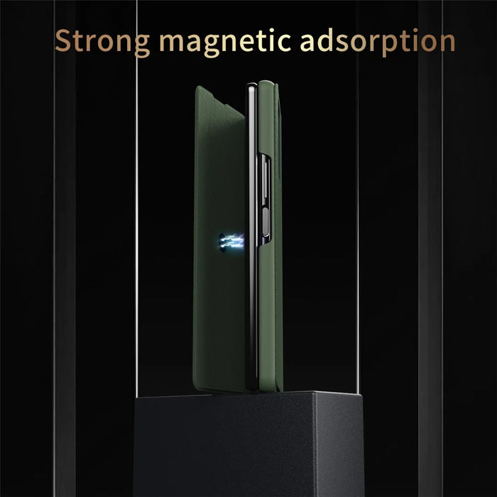 PU Leather Coated PC Case with Aramid Fiber Carbon Fiber Texture for Samsung Galaxy Z Fold2 5G - Green - 7