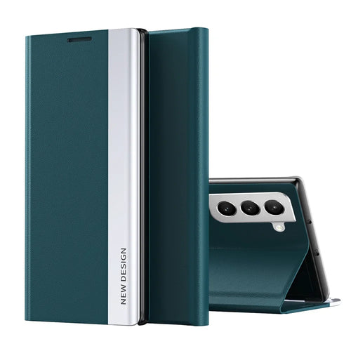PU Leather Stand Auto Absorption Phone Flip Cover Case for Samsung Galaxy S22+ 5G - Green - 1