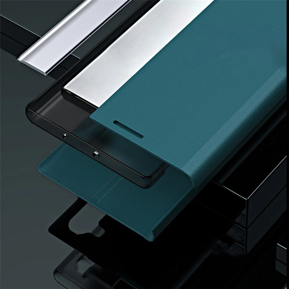 PU Leather Stand Auto Absorption Phone Flip Cover Case for Samsung Galaxy S22+ 5G - Green - 3
