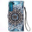 Pattern Printing Stand Wallet PU Leather + TPU Phone Cover Shell with Hand Strap for Samsung Galaxy S22 5G - Mandala Flower - 3