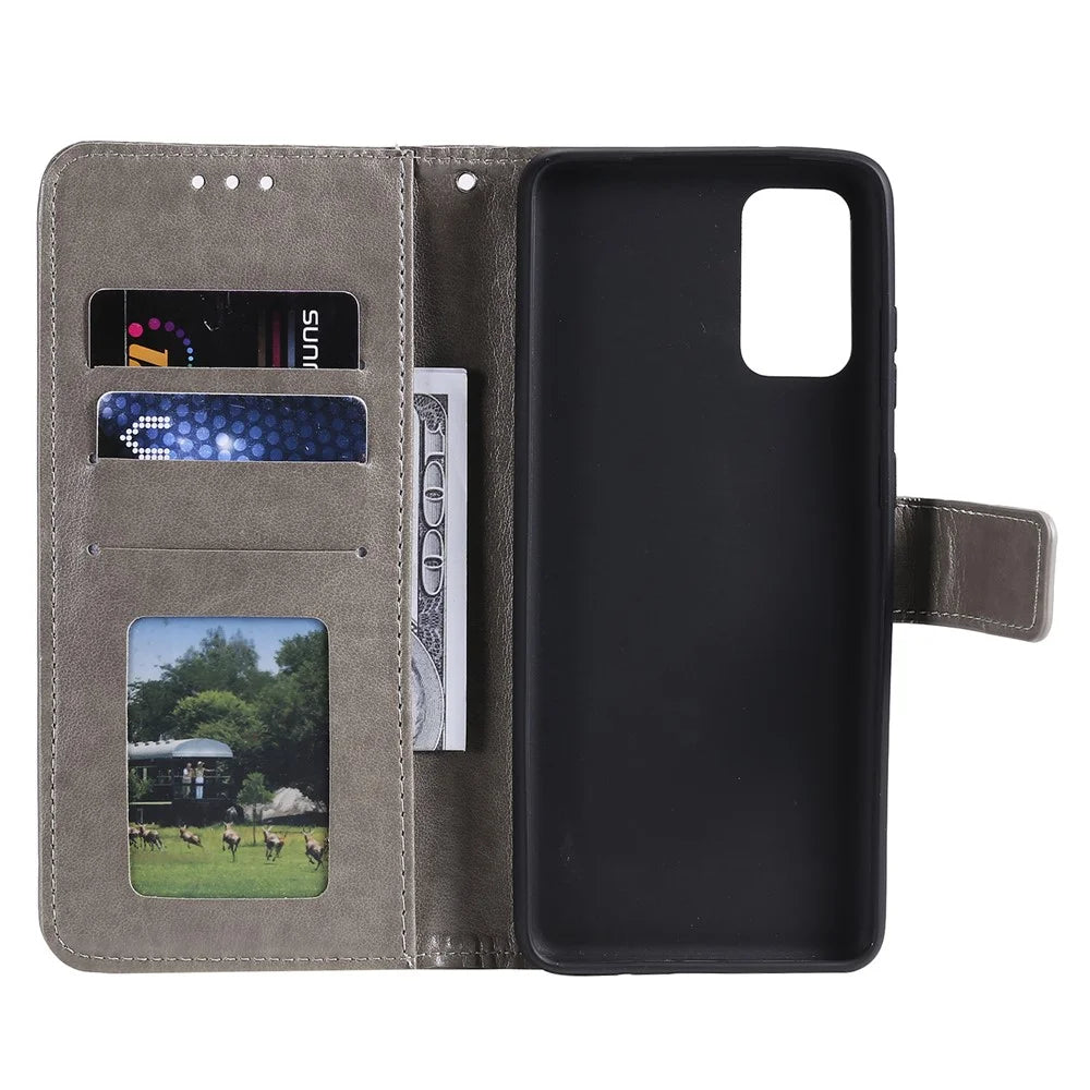 For Samsung Galaxy A33 5G Imprinted Mandala Flower PU Leather Phone Case Wallet Stand Design Flip Cover with Strap - Grey - 4