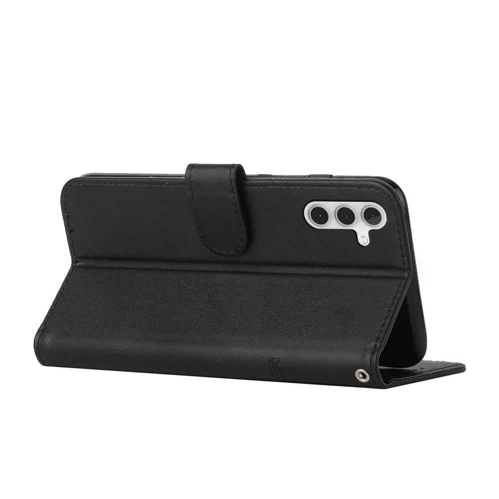 Stitching Lines Design PU Leather Phone Cover Flip Stand Wallet Case for Samsung Galaxy A13 5G / A04s 4G (164.7mm) - Black - 7