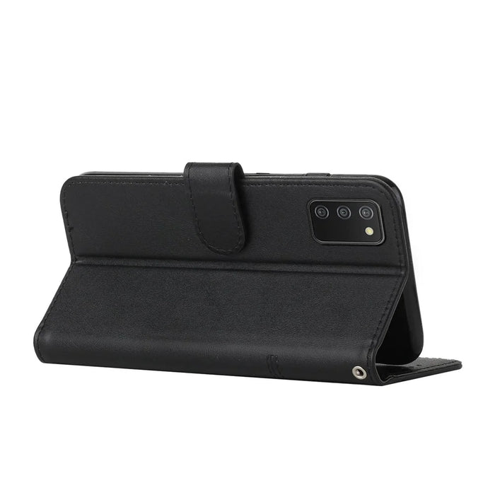 Stitching Lines Design PU Leather Phone Case Mobile Phone Cover Flip Stand Wallet for Samsung Galaxy A03s (166.5mm) - Black - 7