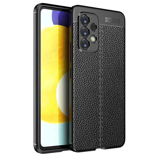 Litchi Texture Flexible TPU Slim Fashion Non-Slip Protective Phone Case for Samsung Galaxy A53 - Black - 1