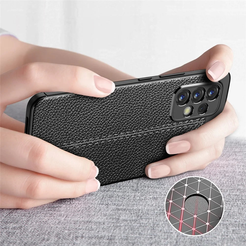 Litchi Texture Flexible TPU Slim Fashion Non-Slip Protective Phone Case for Samsung Galaxy A53 - Black - 2