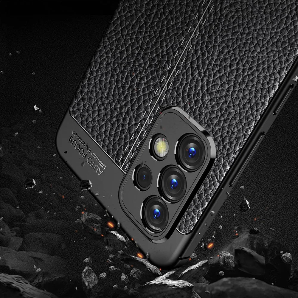 Litchi Texture Flexible TPU Slim Fashion Non-Slip Protective Phone Case for Samsung Galaxy A53 - Black - 3