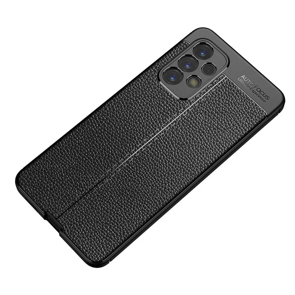 Litchi Texture Flexible TPU Slim Fashion Non-Slip Protective Phone Case for Samsung Galaxy A53 - Black - 5