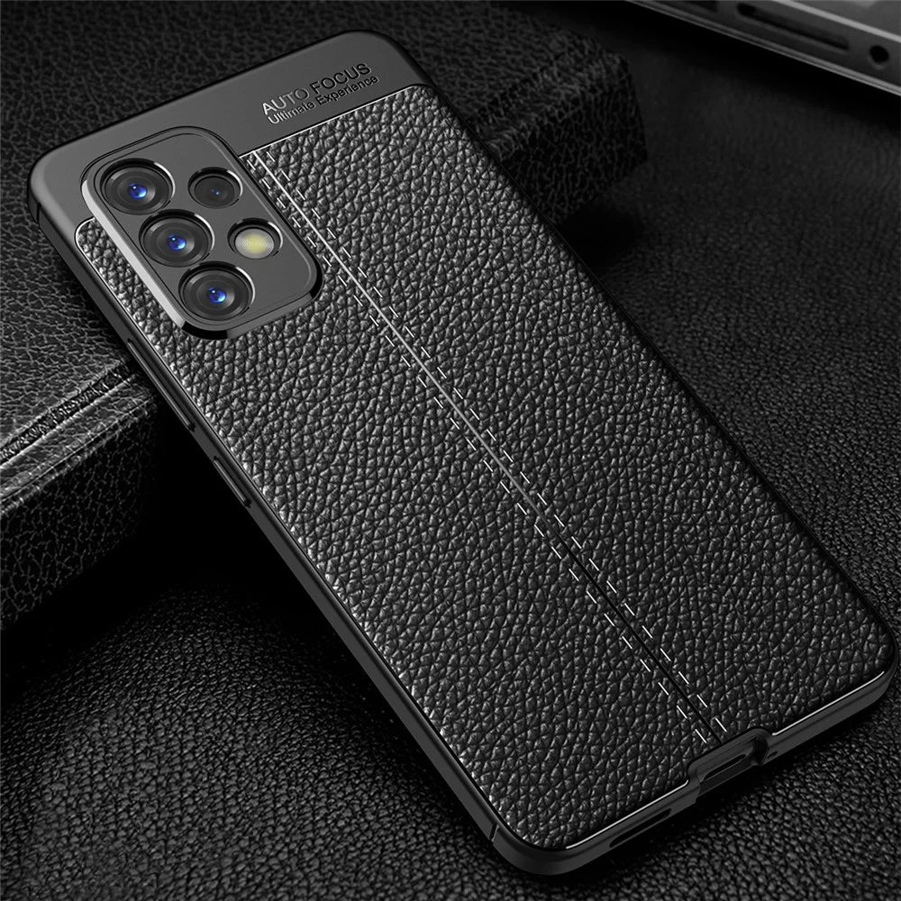 Litchi Texture Flexible TPU Slim Fashion Non-Slip Protective Phone Case for Samsung Galaxy A53 - Black - 7