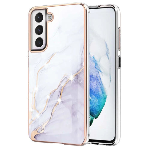 Fashion Marble Pattern IMD Shockproof Anti-Fall TPU Back Shell for Samsung Galaxy S21 FE 5G - White 006 - 1