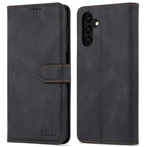 AZNS Shockproof PU Leather + TPU Magnetic Clasp Stand Wallet Phone Case Cover for Samsung Galaxy A13 5G / A04s 4G (164.7mm) - Black - 1