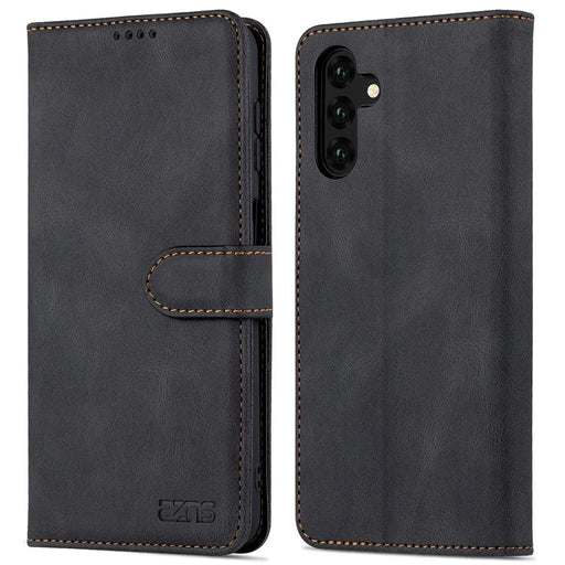 AZNS Shockproof PU Leather + TPU Magnetic Clasp Stand Wallet Phone Case Cover for Samsung Galaxy A13 5G / A04s 4G (164.7mm) - Black - 1