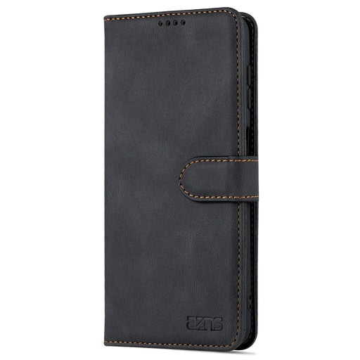 AZNS Shockproof PU Leather + TPU Magnetic Clasp Stand Wallet Phone Case Cover for Samsung Galaxy A13 5G / A04s 4G (164.7mm) - Black - 2
