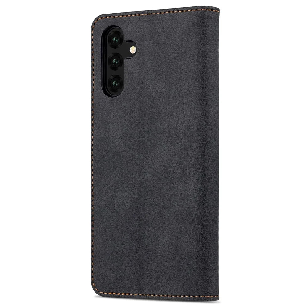 AZNS Shockproof PU Leather + TPU Magnetic Clasp Stand Wallet Phone Case Cover for Samsung Galaxy A13 5G / A04s 4G (164.7mm) - Black - 3