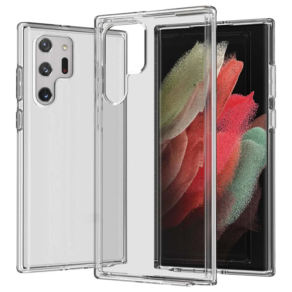 TPU + PC Hybrid Phone Case 3.0mm Thickened Drop-Resistant Transparent Phone Protector for Samsung Galaxy S22 Ultra 5G - Transparent - 1