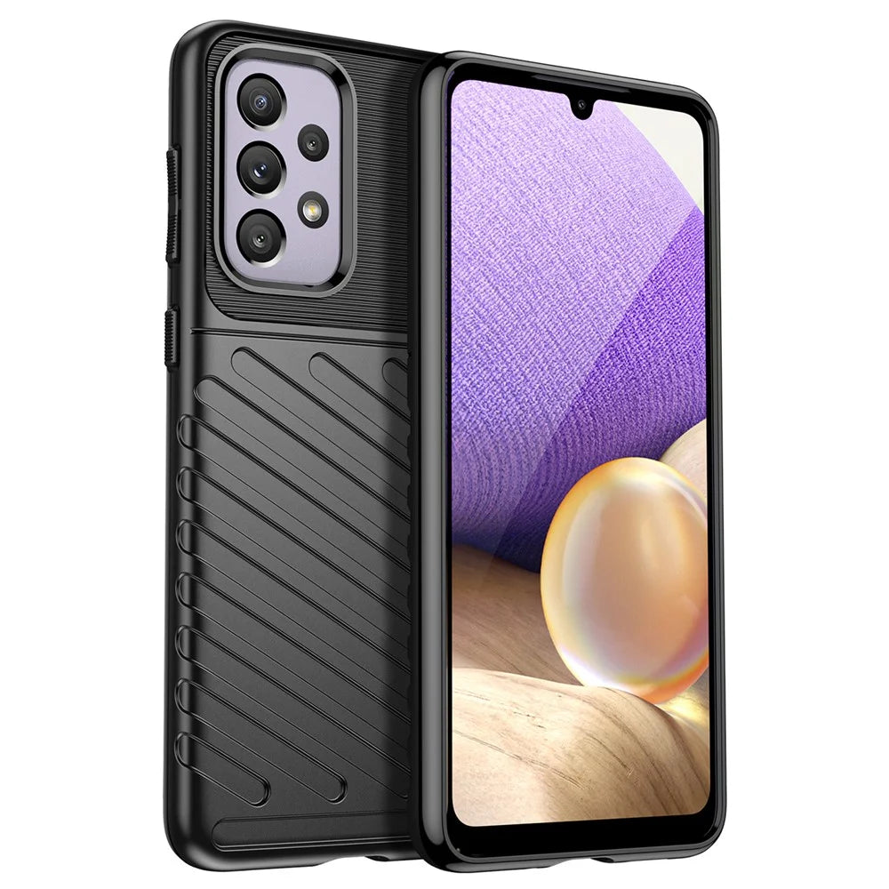 Thunder Series Twill Texture Soft Thickened TPU Anti-Scratch Shockproof Protective Case for Samsung Galaxy A33 5G - Black - 1