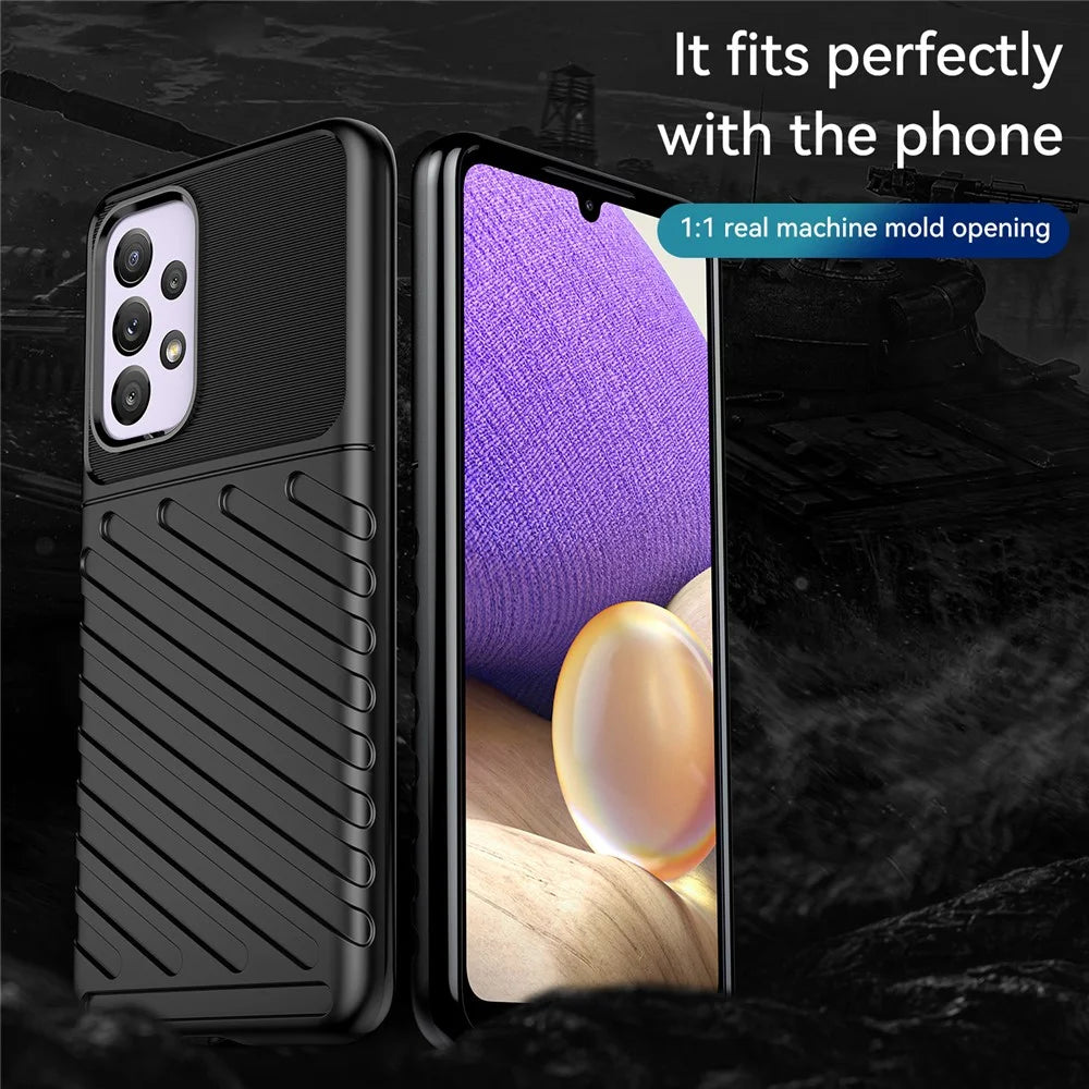 Thunder Series Twill Texture Soft Thickened TPU Anti-Scratch Shockproof Protective Case for Samsung Galaxy A33 5G - Black - 2
