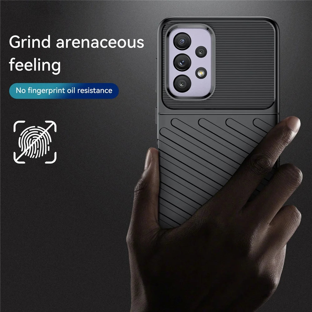 Thunder Series Twill Texture Soft Thickened TPU Anti-Scratch Shockproof Protective Case for Samsung Galaxy A33 5G - Black - 3